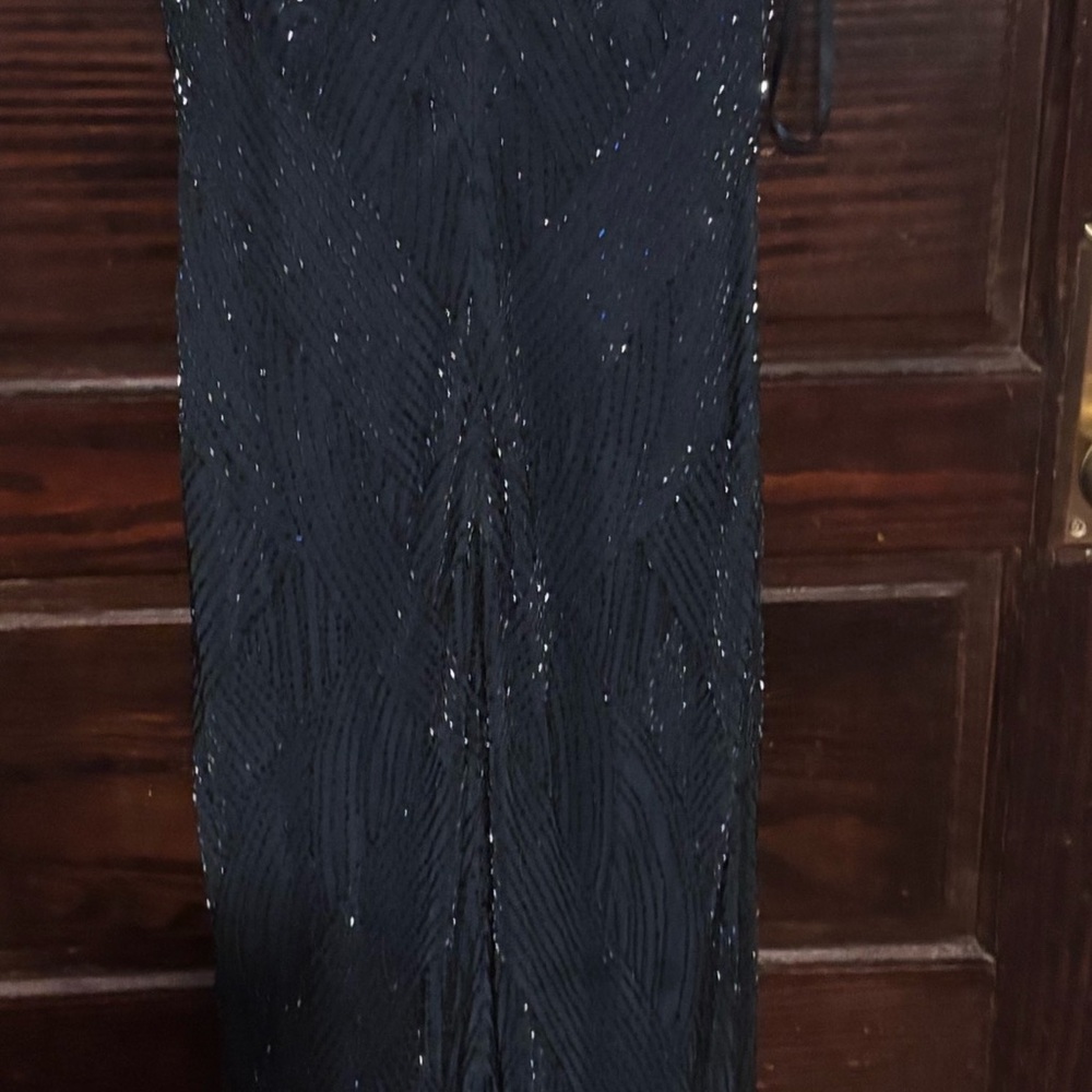 Aidan Mattox Black Sequin Maxi Dress